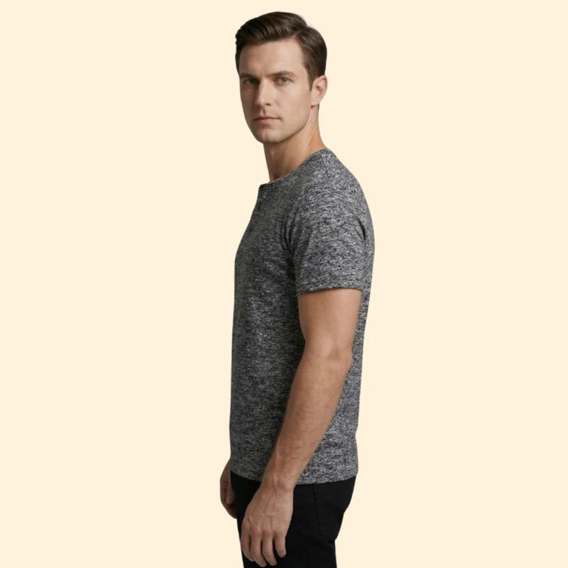 Men’s Buttoned Neck T-Shirt with Short Sleeves - Image 4