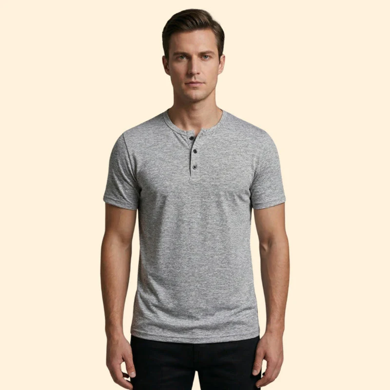 Men’s Buttoned Neck T-Shirt with Short Sleeves - Image 8