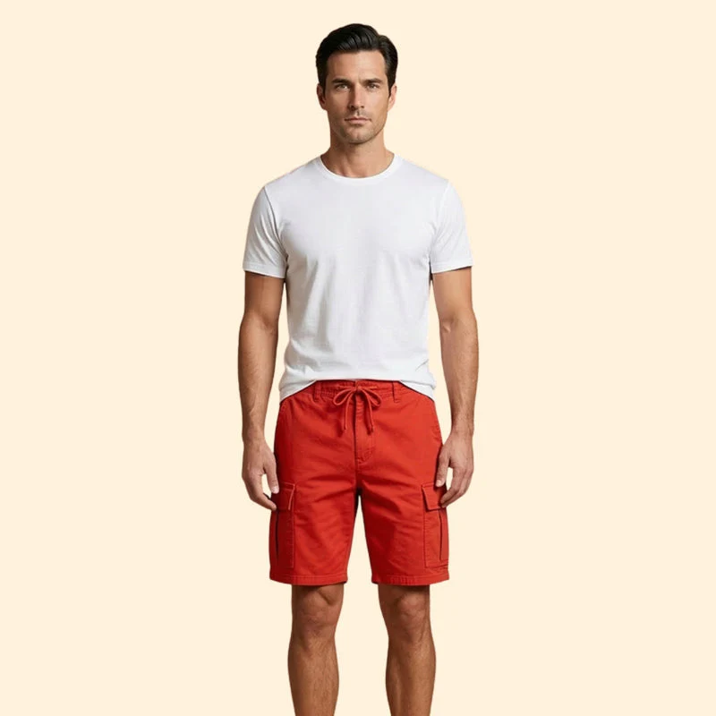 Men's Cargo Shorts with Flap Pockets and Drawstring - Image 2