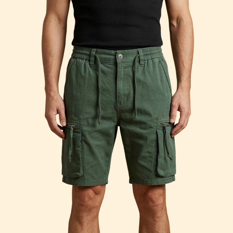Men’s Cargo Shorts with Zipper Pockets and Drawstring Waist - Image 3