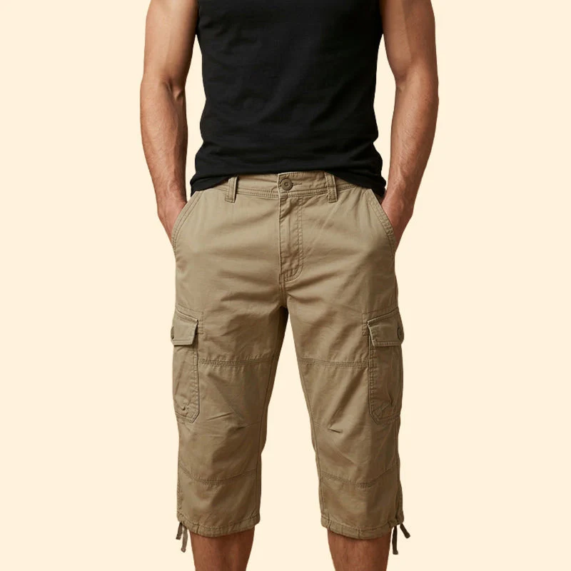 Men’s Casual 3/4 Cargo Trousers with Button and Zip Closure - Image 3