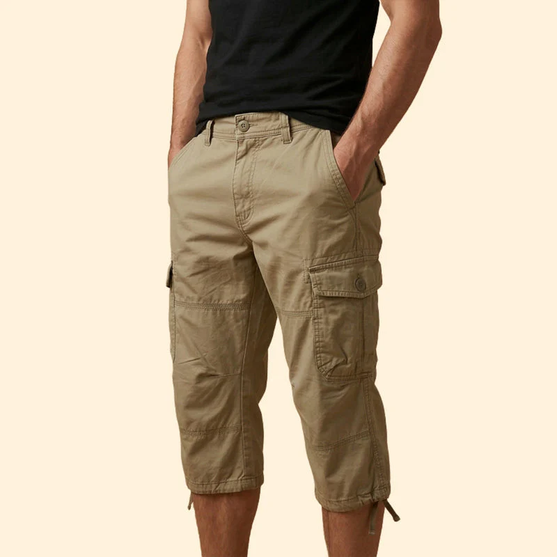 Men’s Casual 3/4 Cargo Trousers with Button and Zip Closure - Image 4