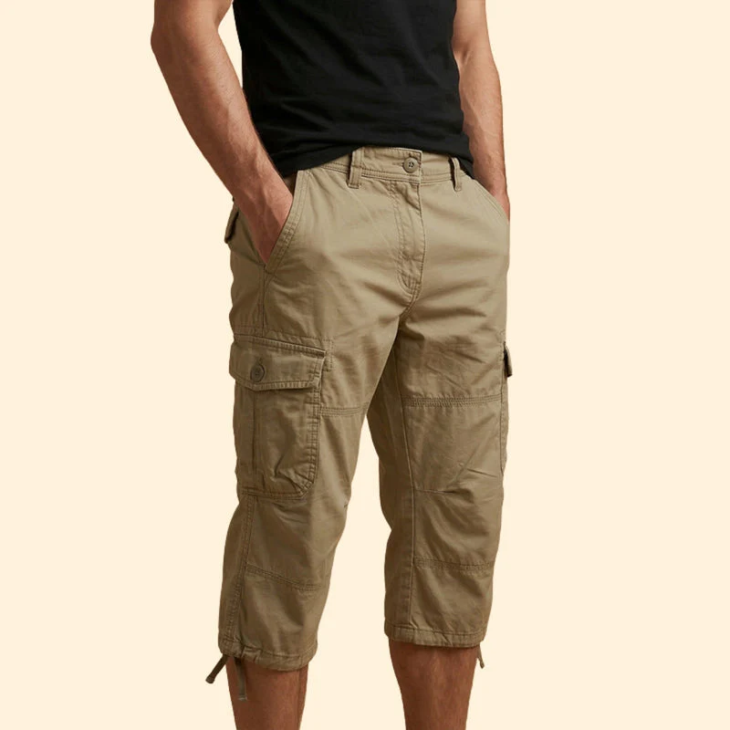 Men’s Casual 3/4 Cargo Trousers with Button and Zip Closure - Image 5