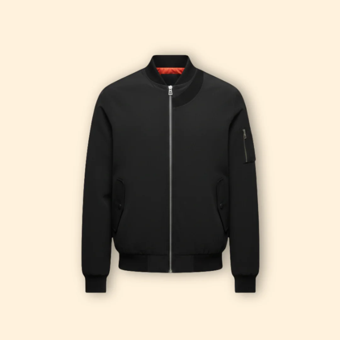 Men’s Casual Bomber Jacket with Front Zipper