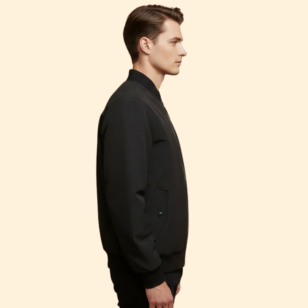 Men’s Casual Bomber Jacket with Front Zipper - Image 3