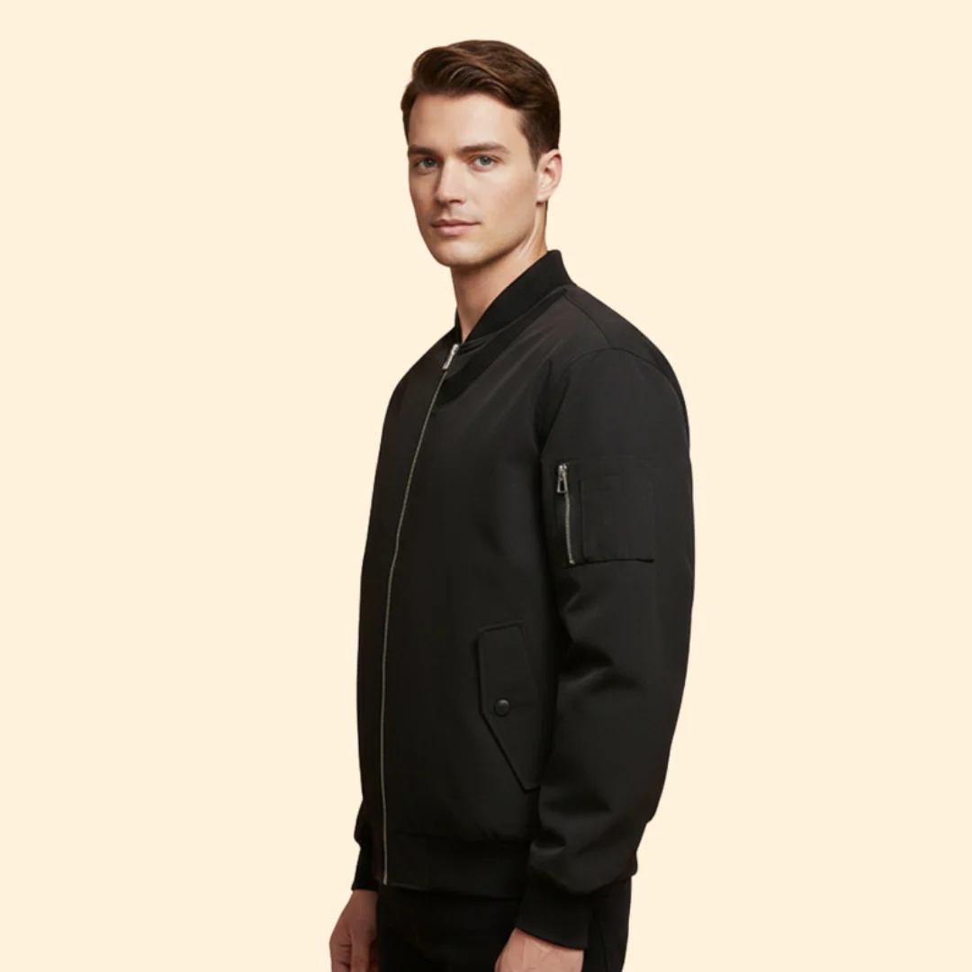Men’s Casual Bomber Jacket with Front Zipper - Image 5