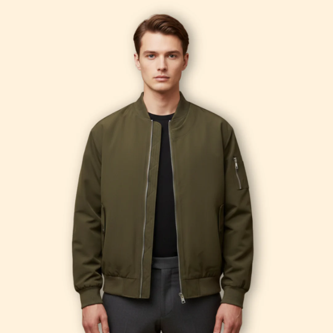 Men’s Casual Bomber Jacket with Front Zipper - Image 6