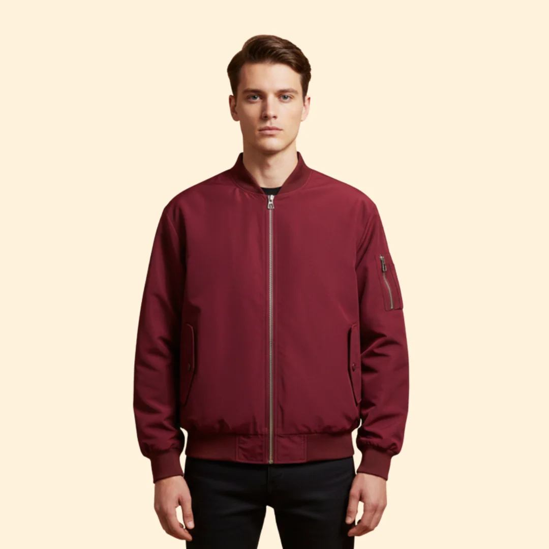 Men’s Casual Bomber Jacket with Front Zipper - Image 7