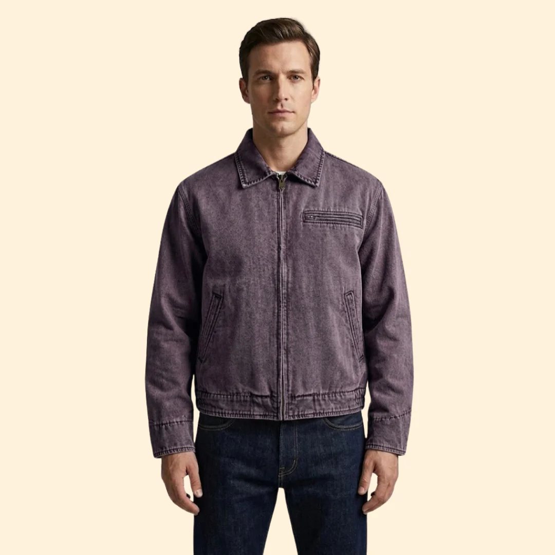 Men’s Casual Bomber Jacket with Pointed Collar Design - Image 10
