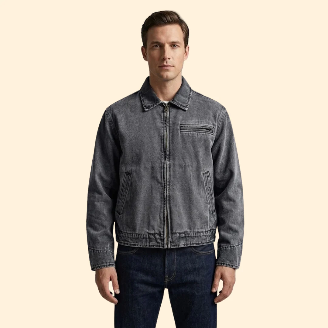 Men’s Casual Bomber Jacket with Pointed Collar Design - Image 9