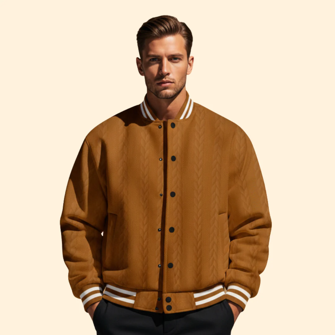 Men’s Casual Bomber Jacket with Structured Shoulders - Image 2