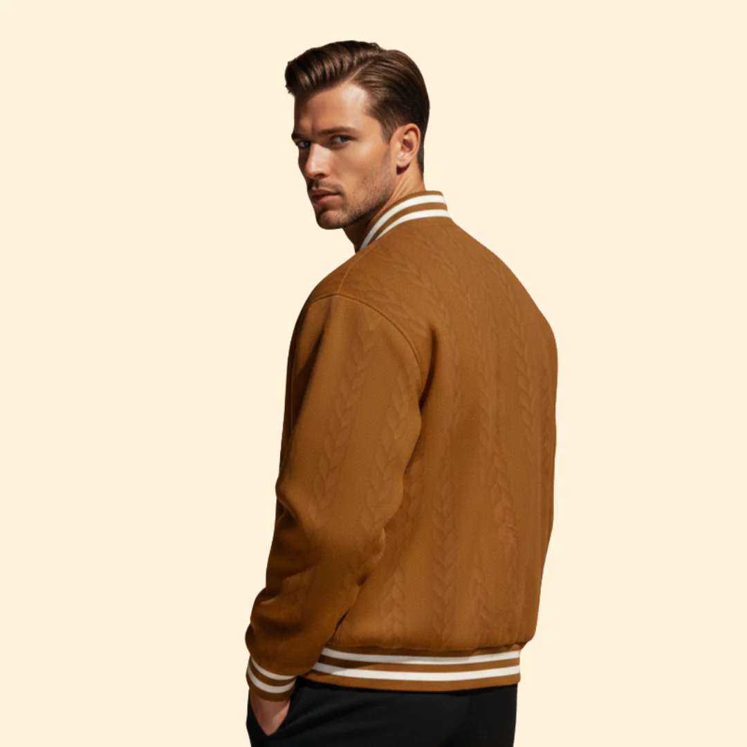 Men’s Casual Bomber Jacket with Structured Shoulders - Image 4