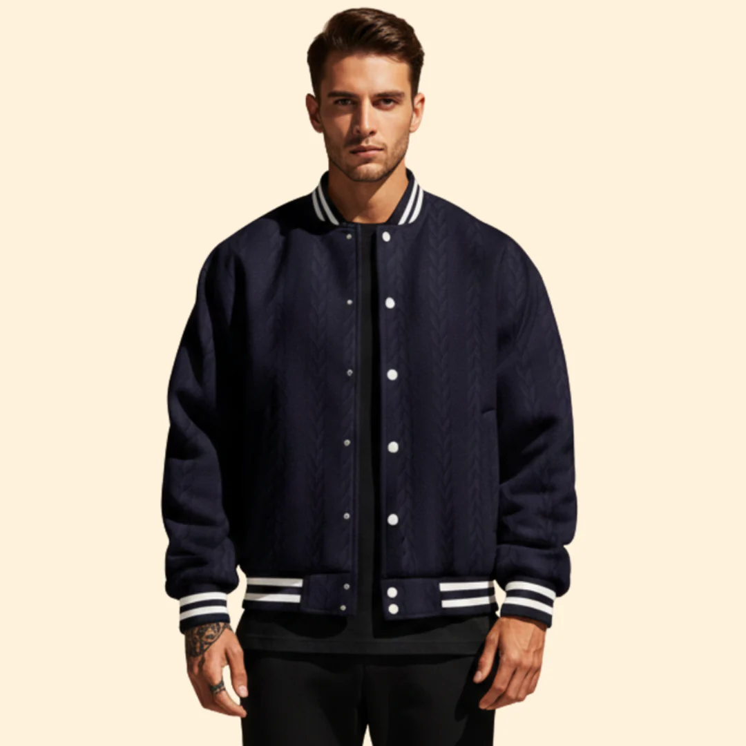 Men’s Casual Bomber Jacket with Structured Shoulders - Image 6