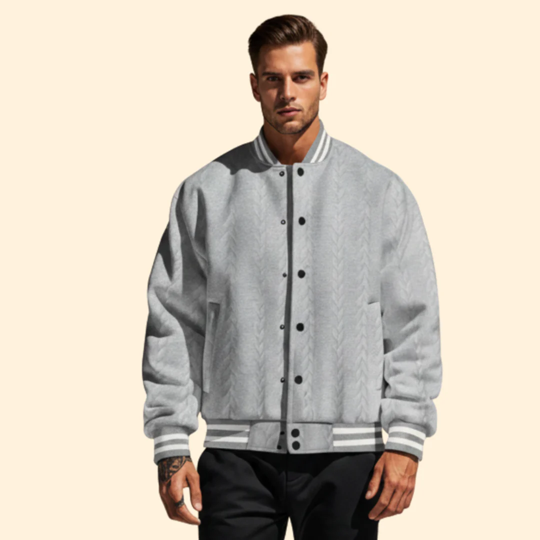 Men’s Casual Bomber Jacket with Structured Shoulders - Image 9