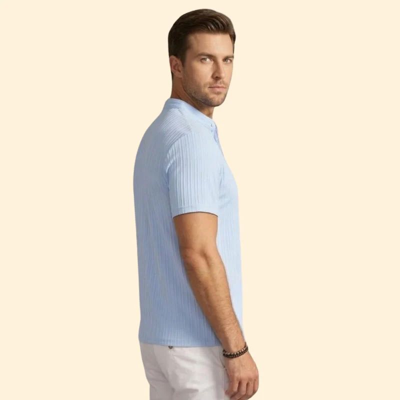 Men’s Casual Henley T-Shirt with Short Sleeves - Image 3