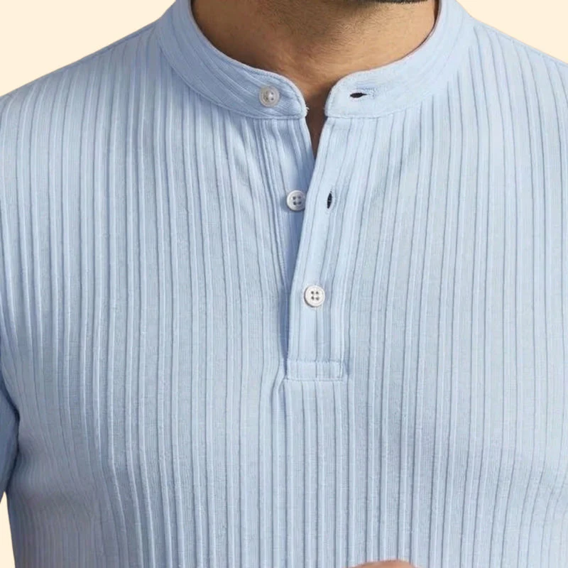 Men’s Casual Henley T-Shirt with Short Sleeves - Image 6