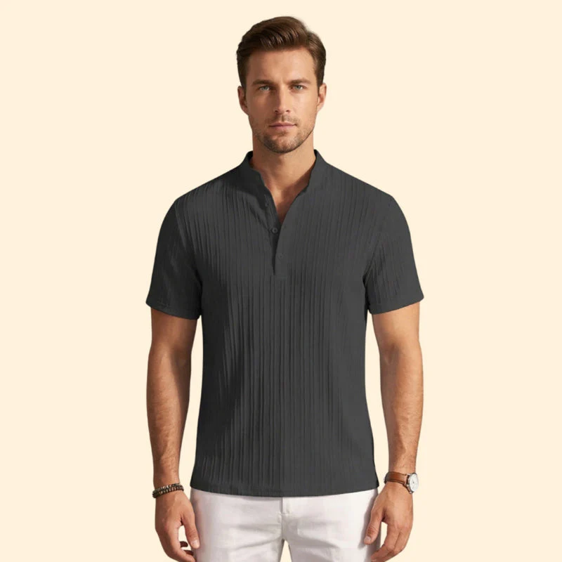 Men’s Casual Henley T-Shirt with Short Sleeves - Image 8