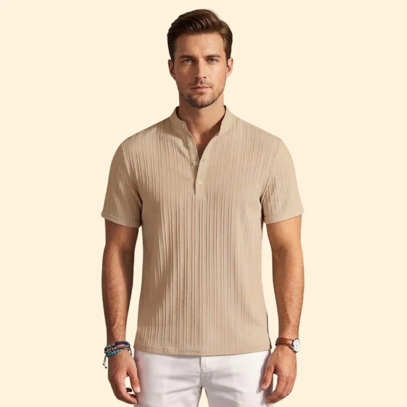 Men’s Casual Henley T-Shirt with Short Sleeves - Image 9