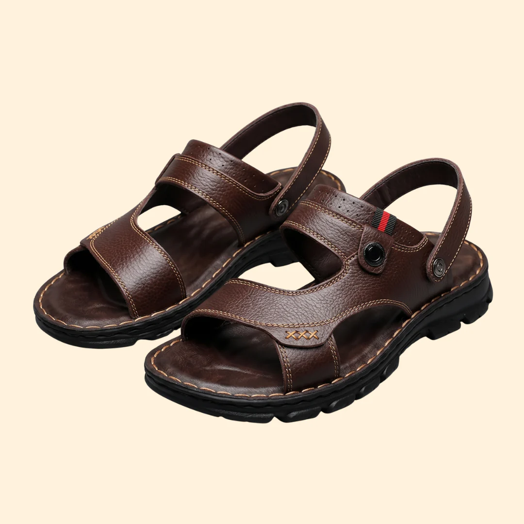Men's Casual Sandals with Contrast Topstitching