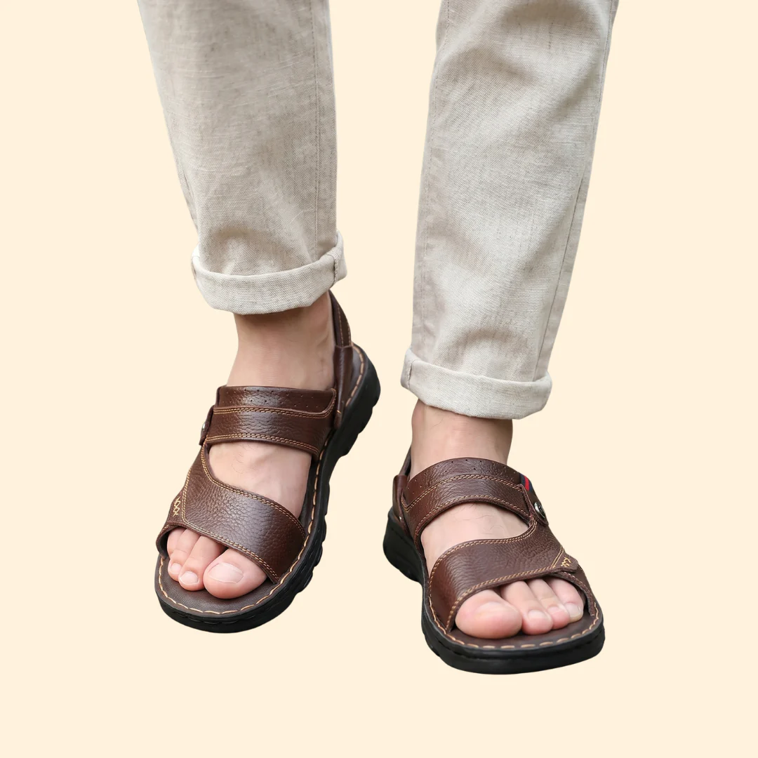 Men's Casual Sandals with Contrast Topstitching - Image 3