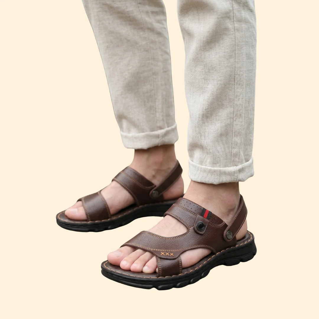 Men's Casual Sandals with Contrast Topstitching - Image 4