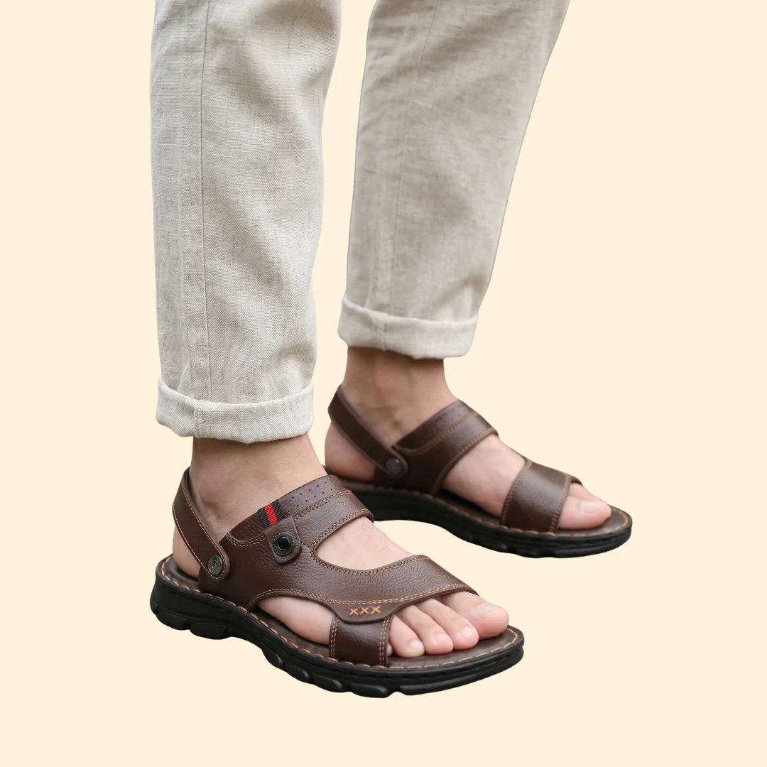 Men's Casual Sandals with Contrast Topstitching - Image 5