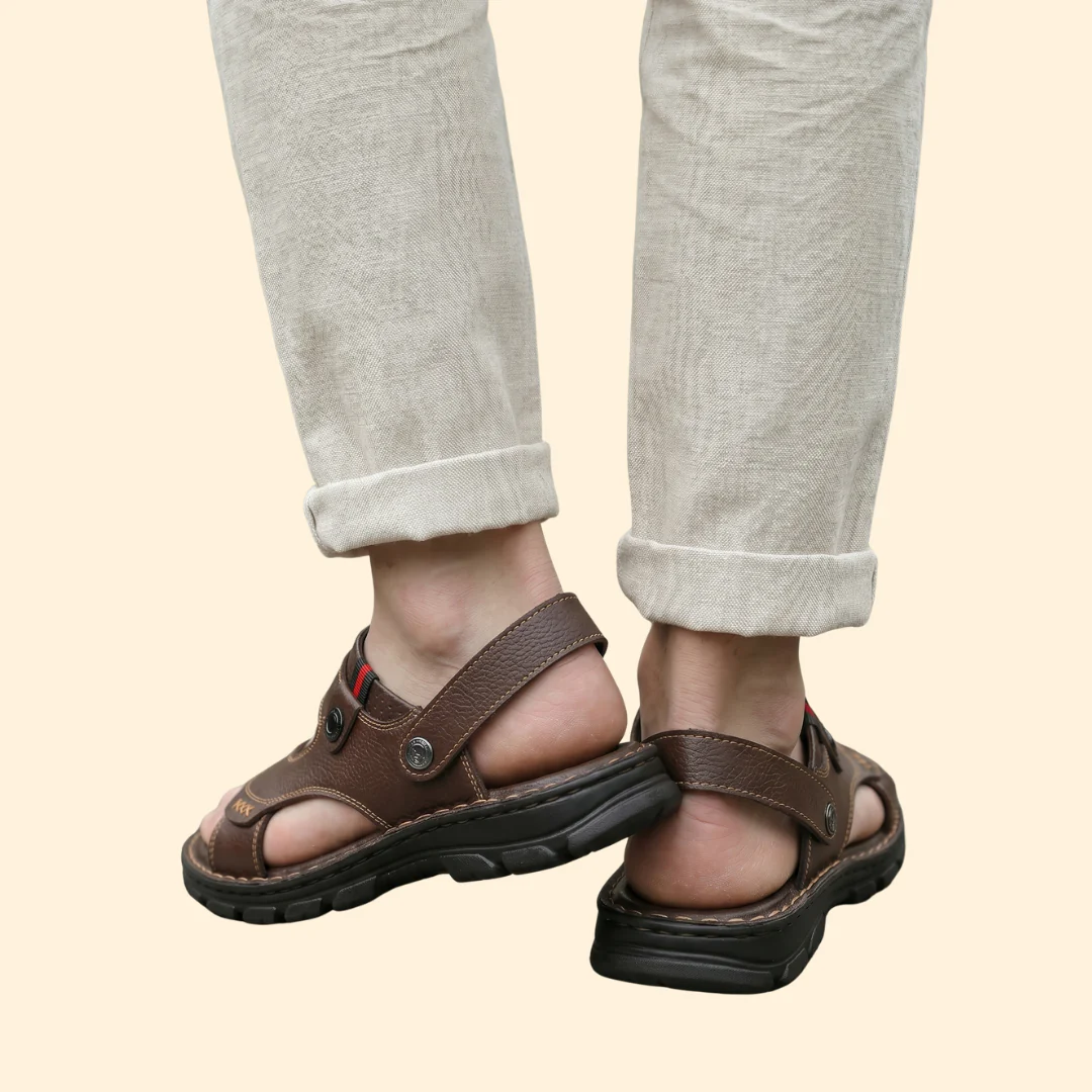 Men's Casual Sandals with Contrast Topstitching - Image 6