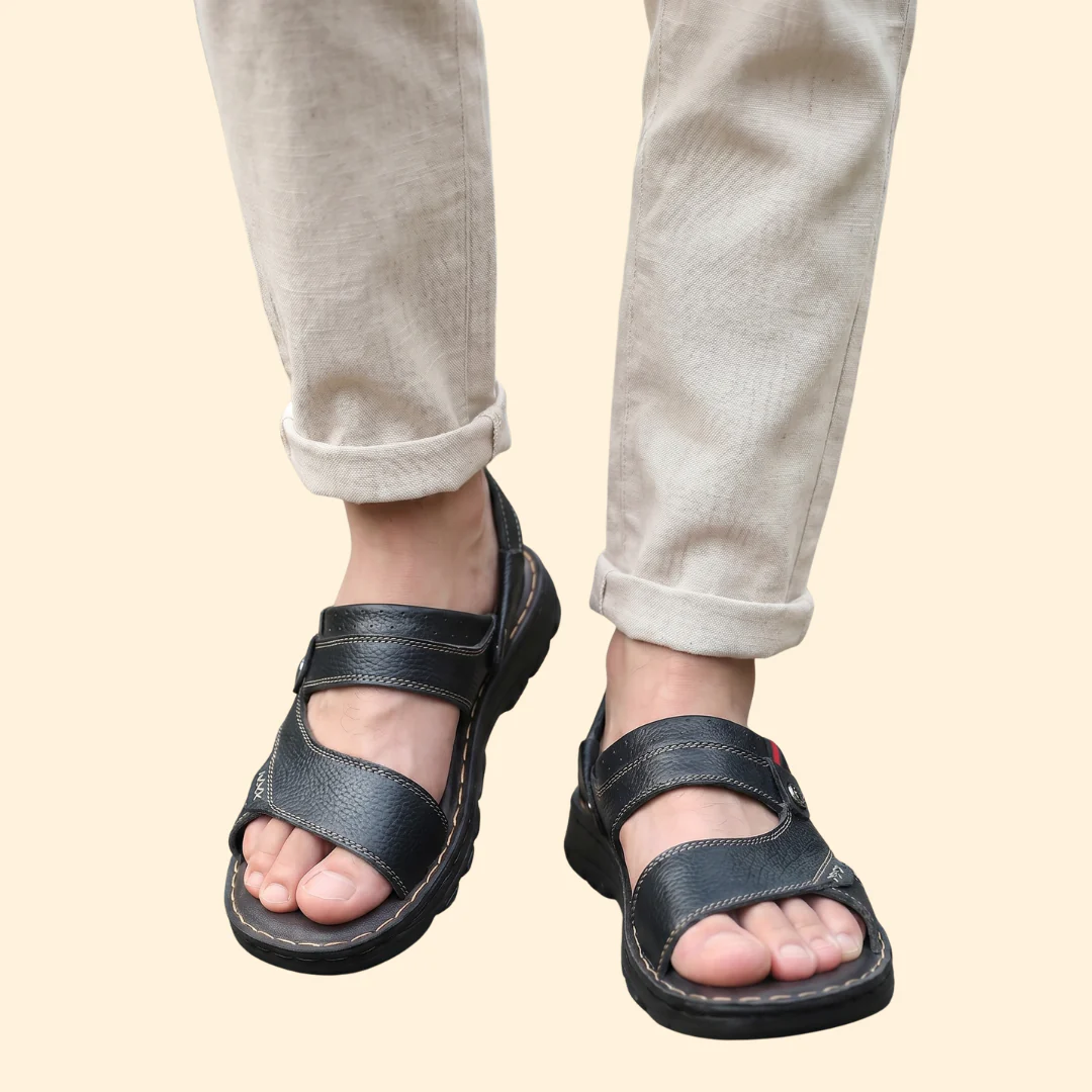 Men's Casual Sandals with Contrast Topstitching - Image 7