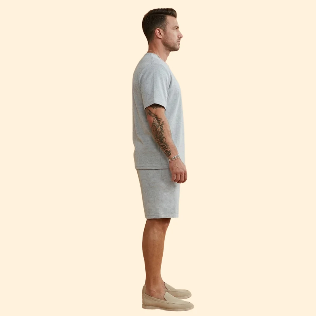 Men’s Casual Top with Elastic Waist Cargo Shorts - Image 3