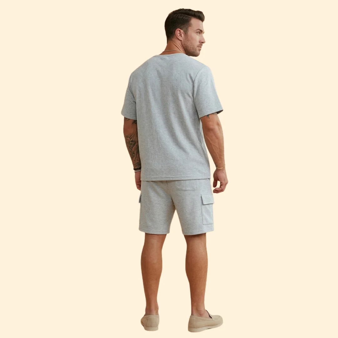 Men’s Casual Top with Elastic Waist Cargo Shorts - Image 5