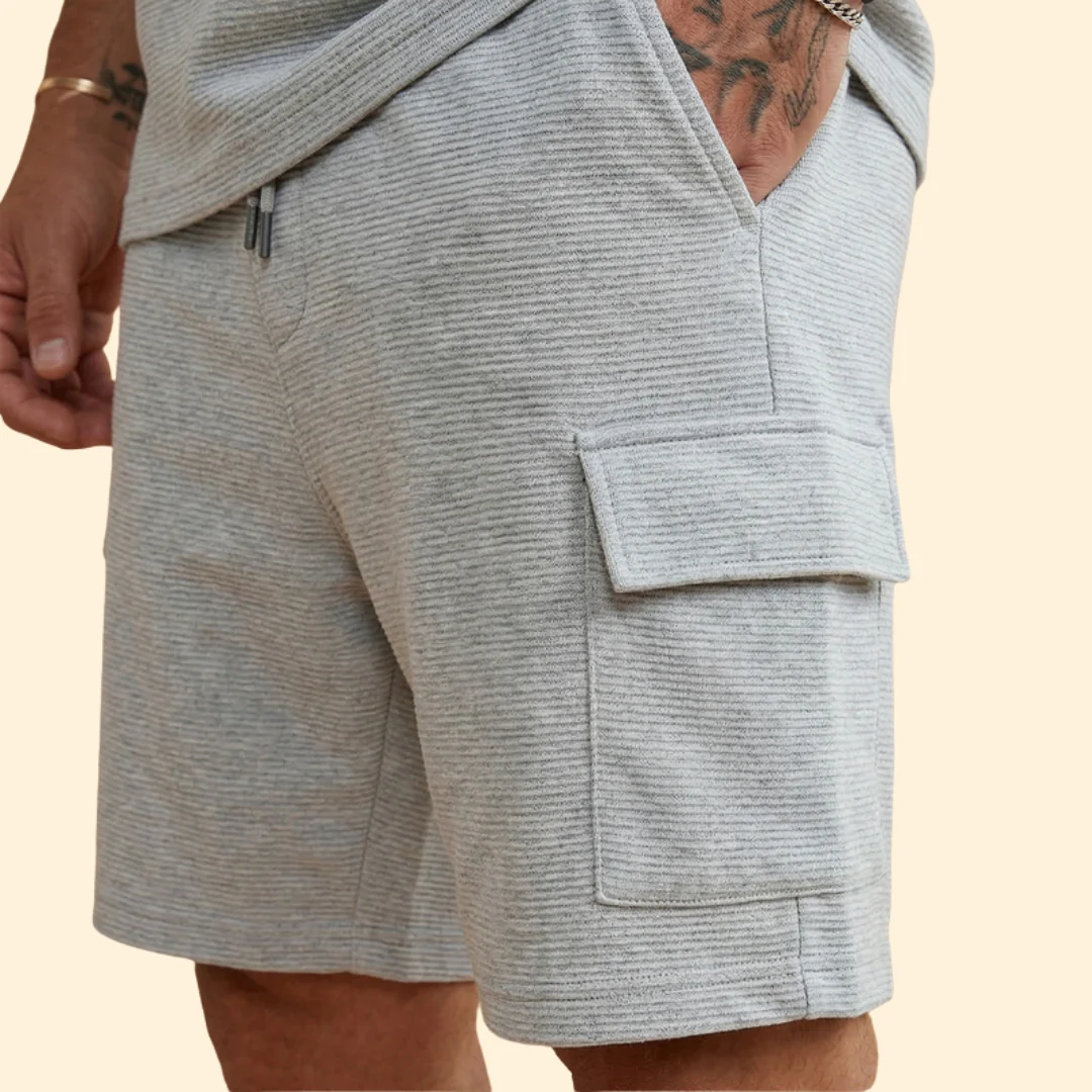 Men’s Casual Top with Elastic Waist Cargo Shorts - Image 7