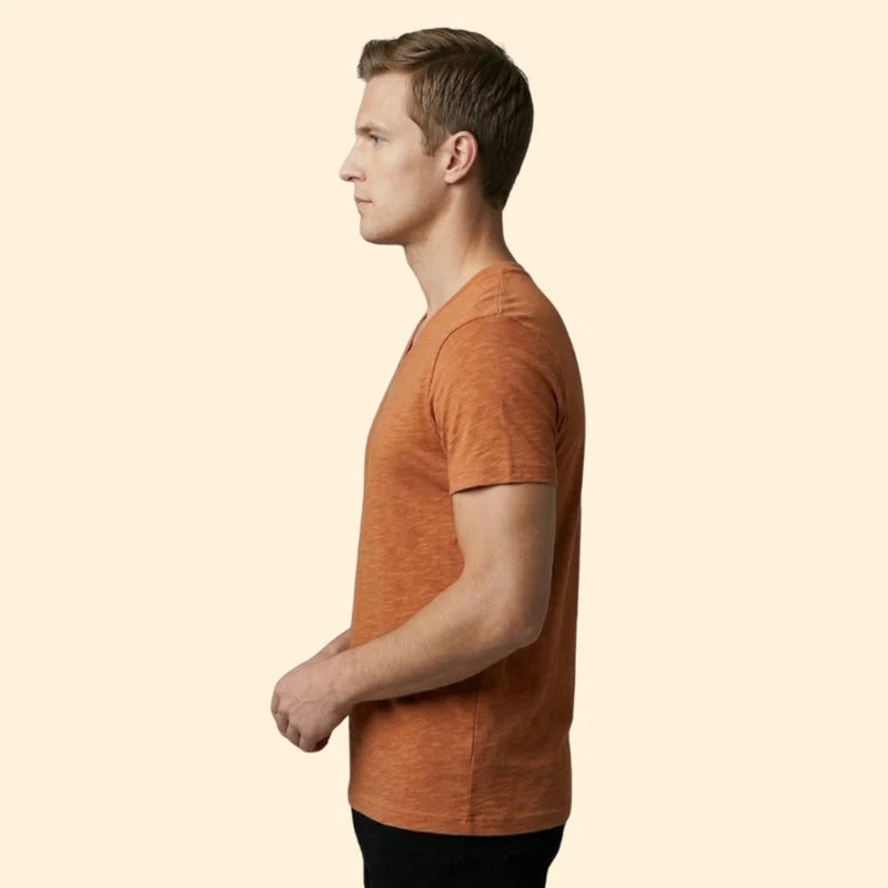 Men’s Casual V-Neck Tee with Rounded Hem - Image 3