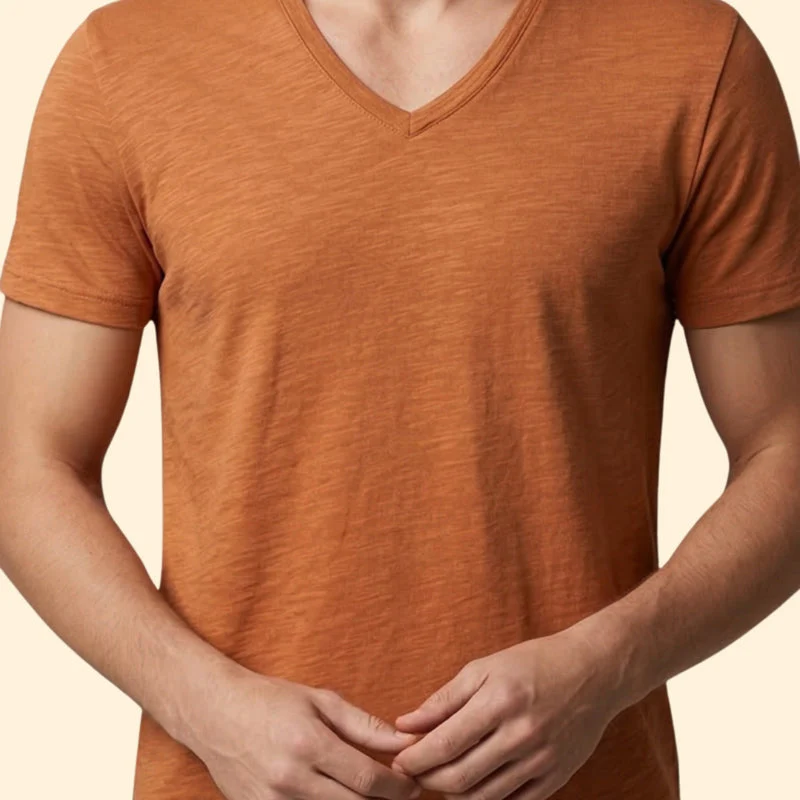 Men’s Casual V-Neck Tee with Rounded Hem - Image 5
