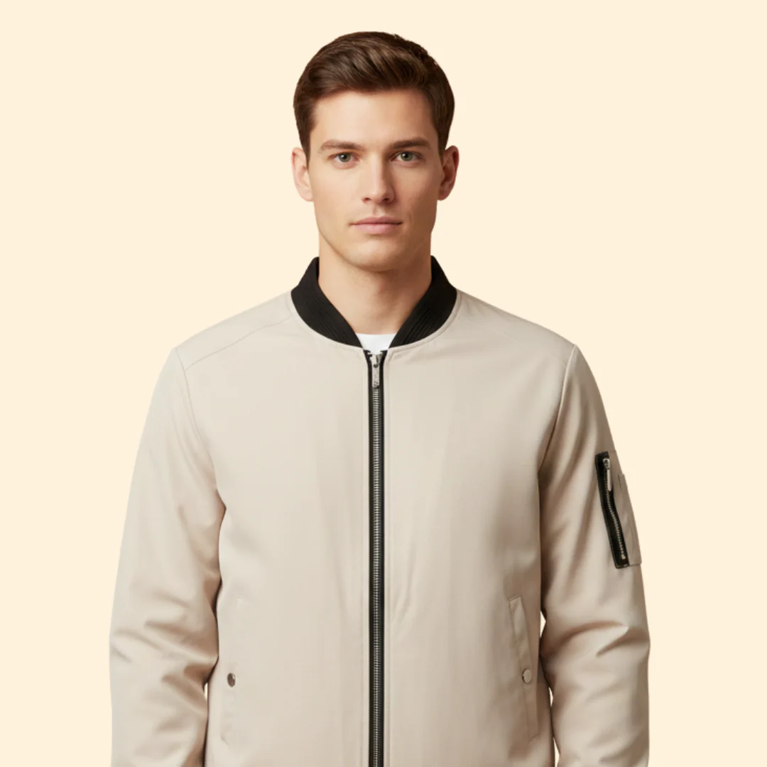 Men’s Classic Bomber Jacket with Front Zip Closure - Image 5