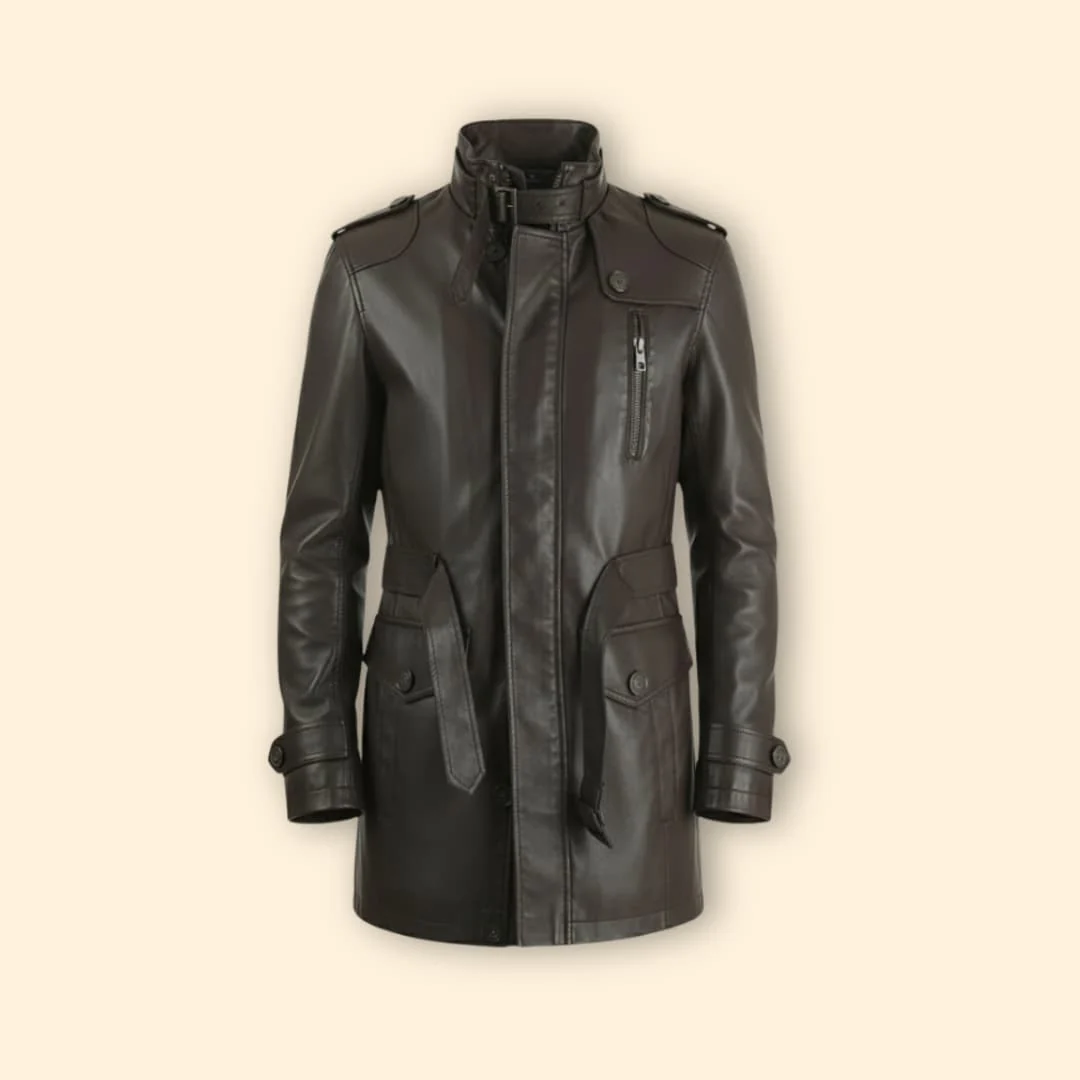 Men’s Coat with Belted Waist Detail