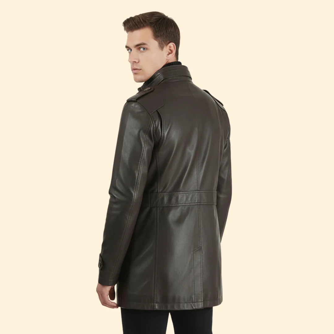 Men’s Coat with Belted Waist Detail - Image 3