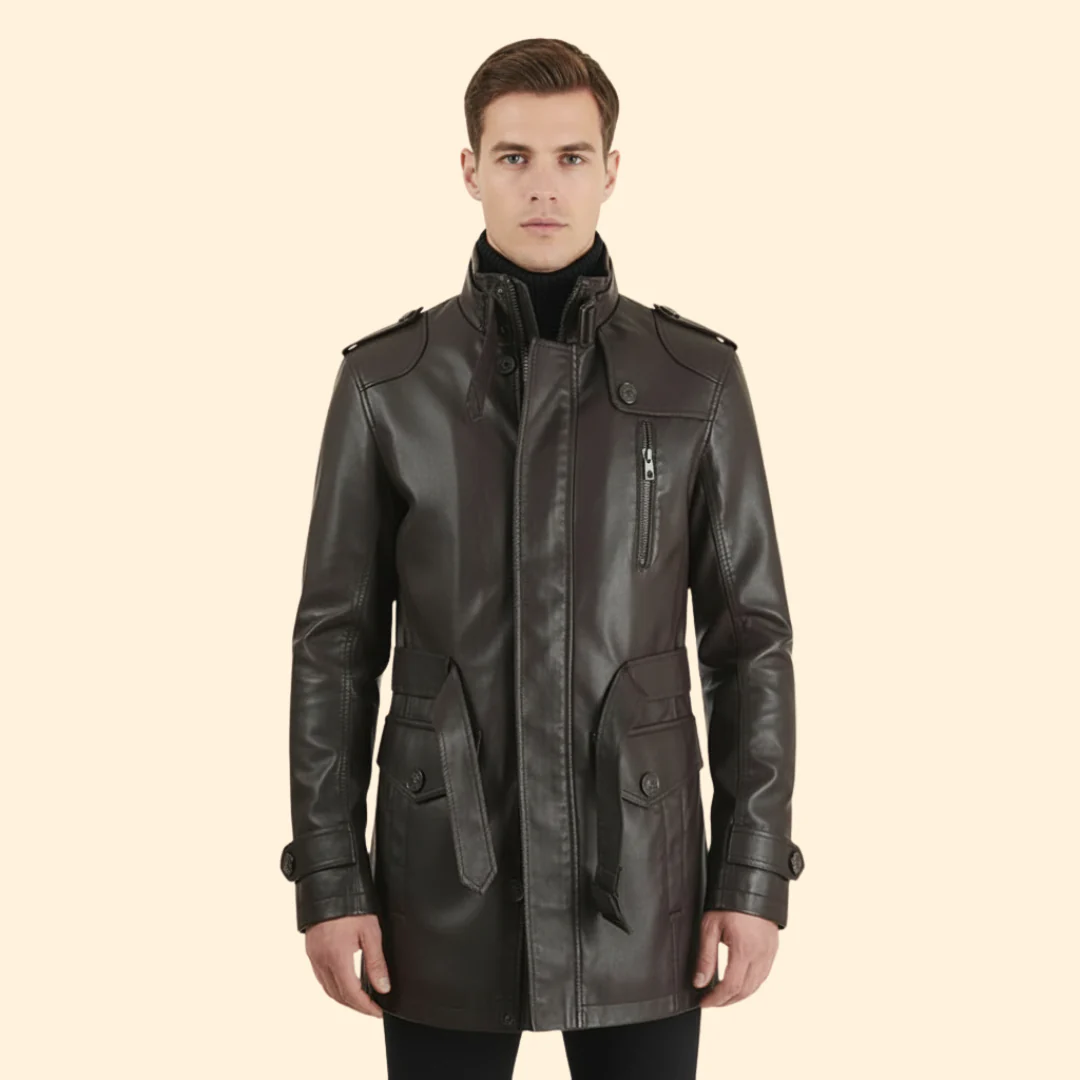 Men’s Coat with Belted Waist Detail - Image 4