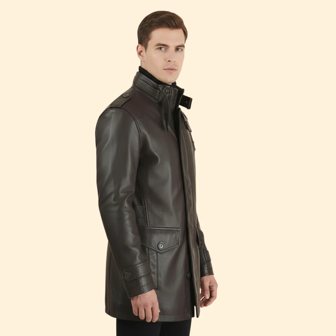 Men’s Coat with Belted Waist Detail - Image 5