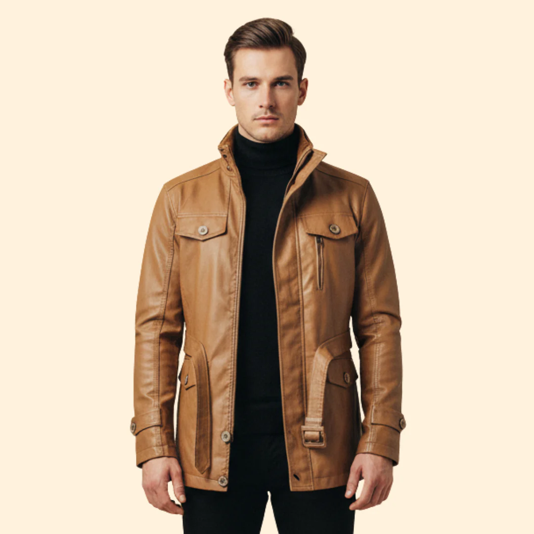 Men’s Coat with Belted Waist Detail - Image 7