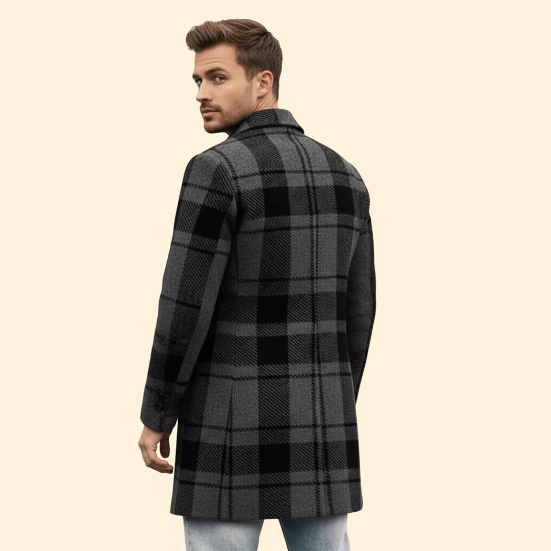 Men’s Coat with Plaid Pattern Design - Image 5