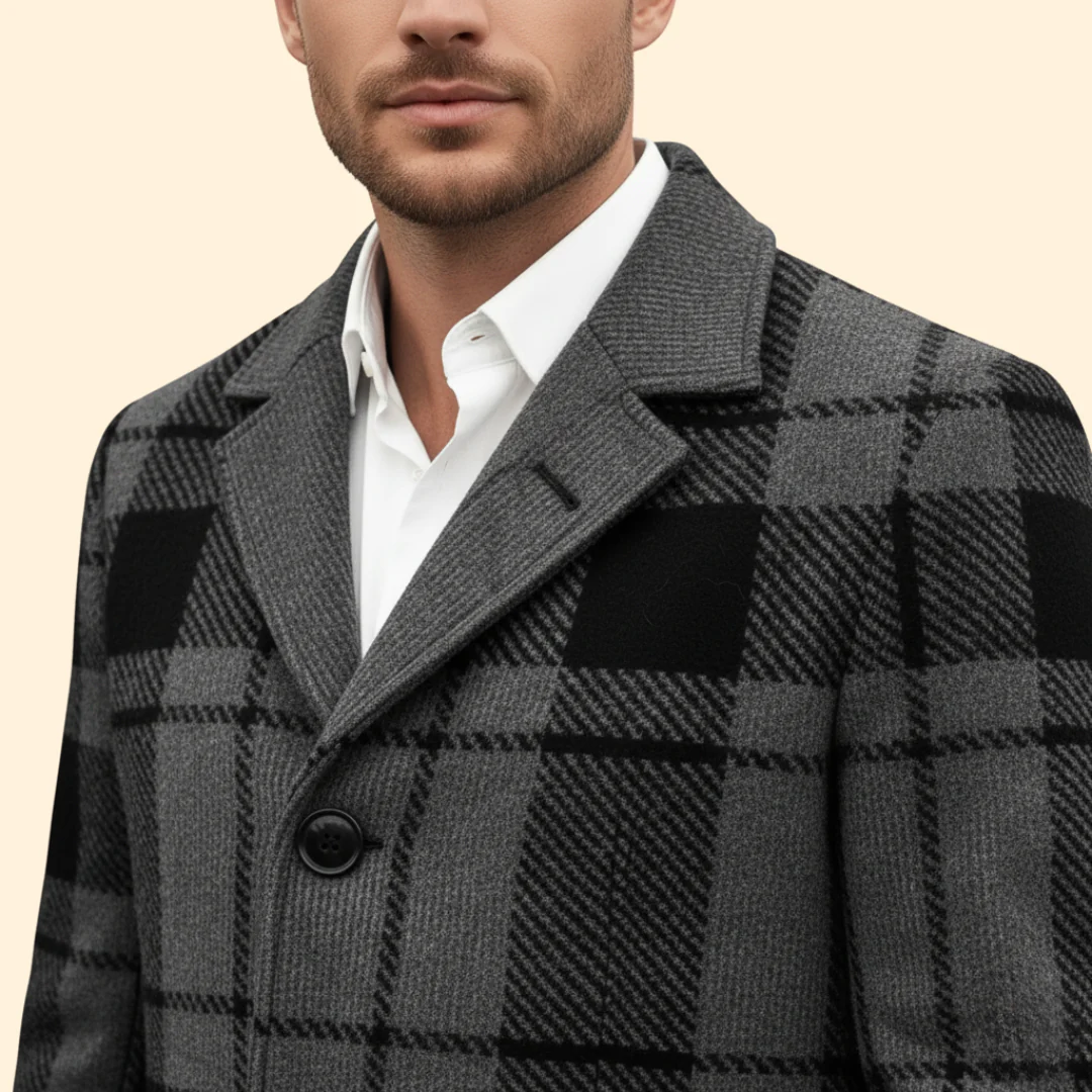 Men’s Coat with Plaid Pattern Design - Image 6