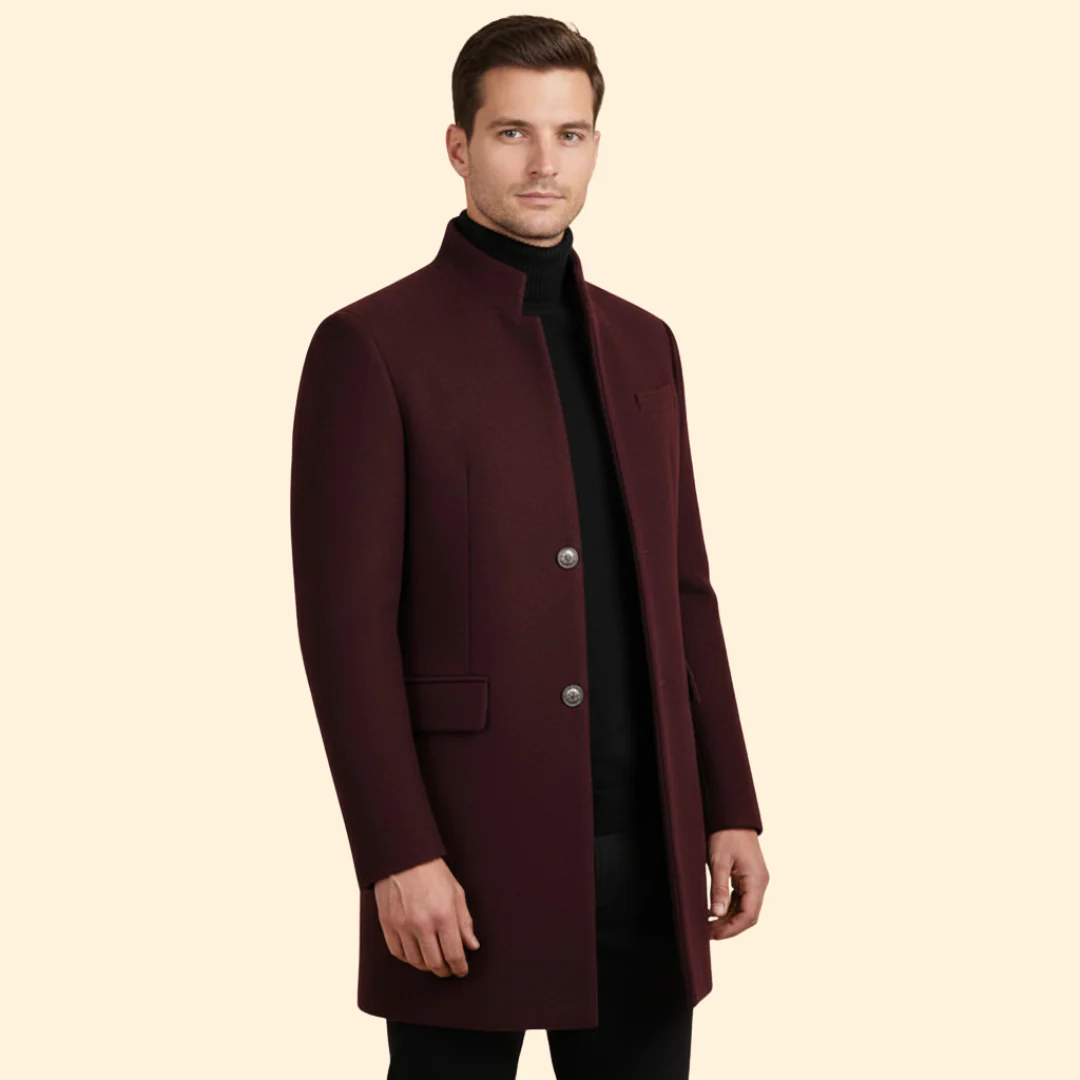 Men’s Coat with Stand Collar Design - Image 2