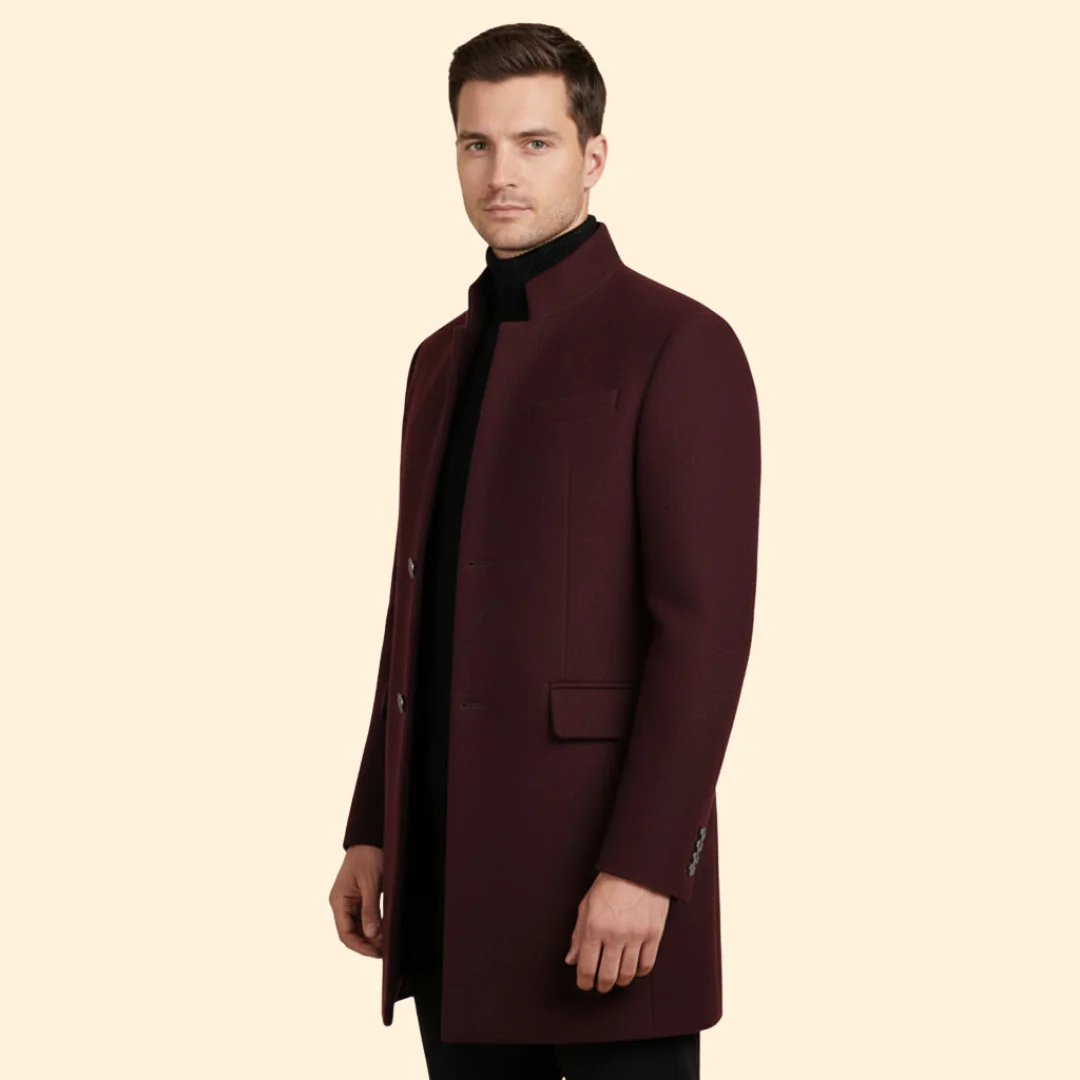 Men’s Coat with Stand Collar Design - Image 4