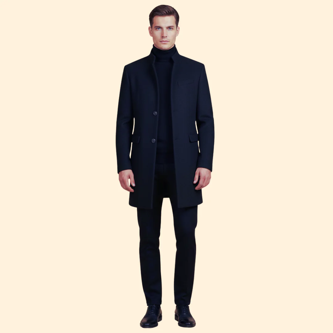 Men’s Coat with Stand Collar Design - Image 6