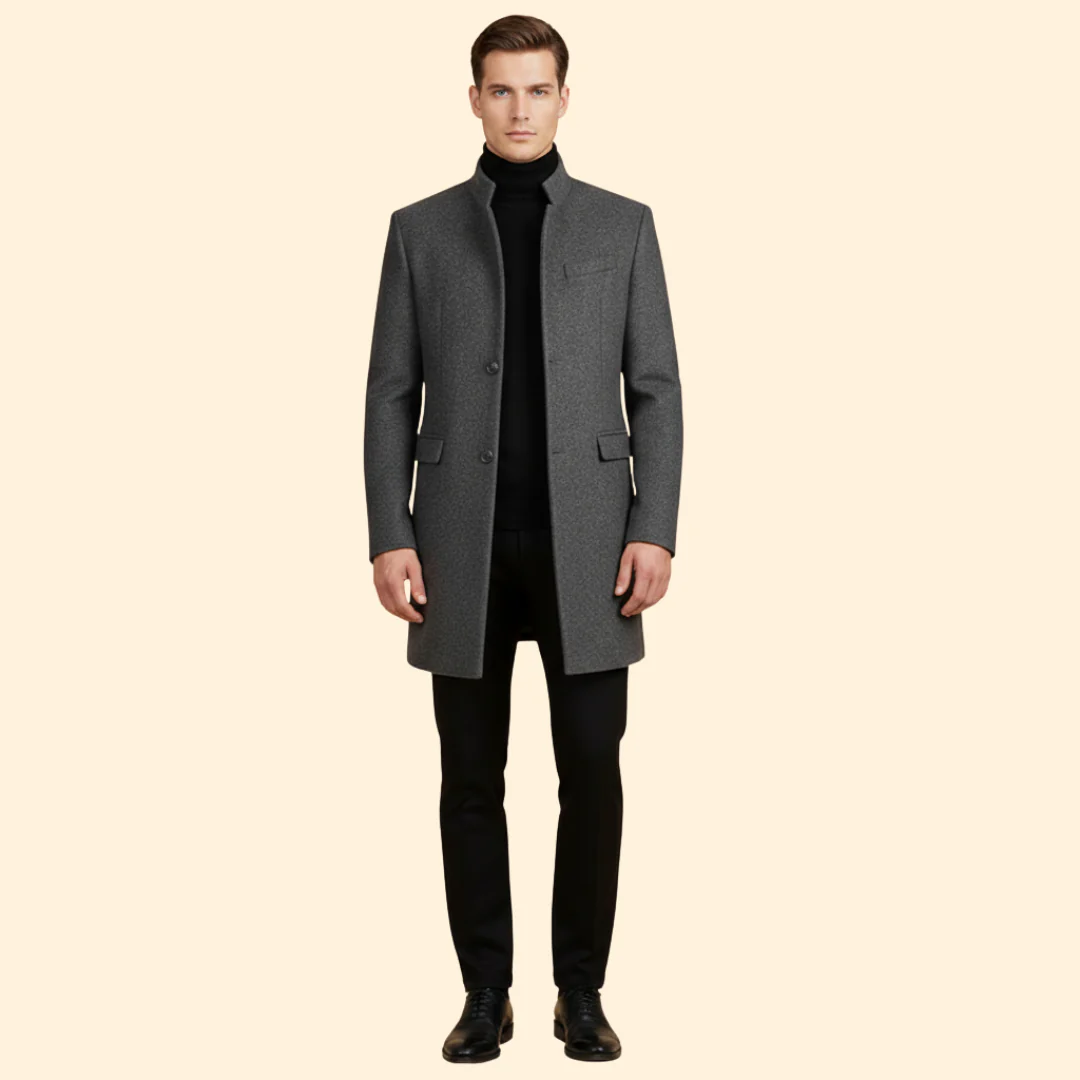 Men’s Coat with Stand Collar Design - Image 7