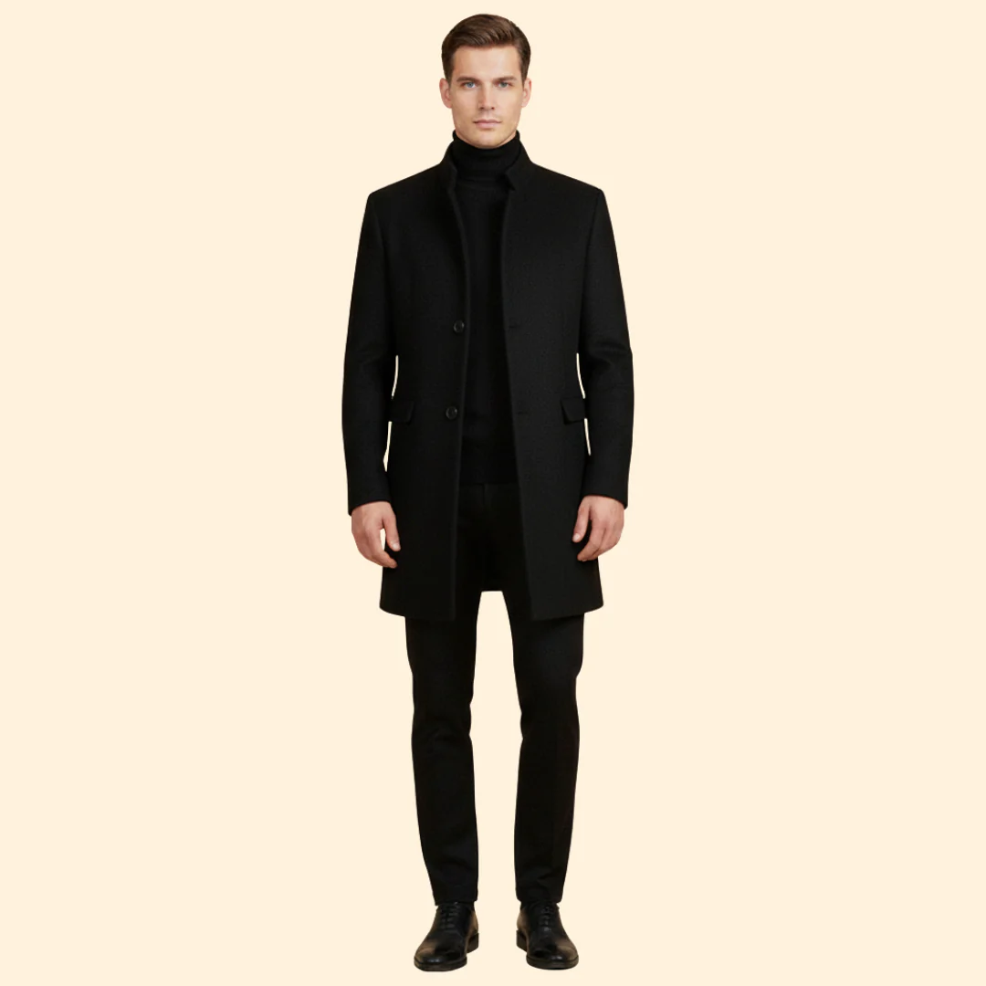 Men’s Coat with Stand Collar Design - Image 8