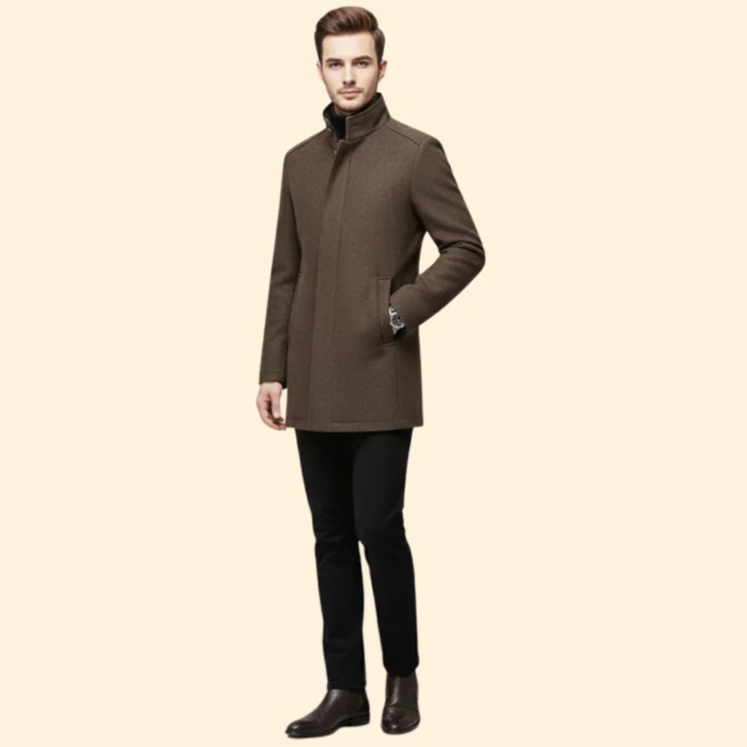 Men’s Coat with Stand-Up Collar - Image 3