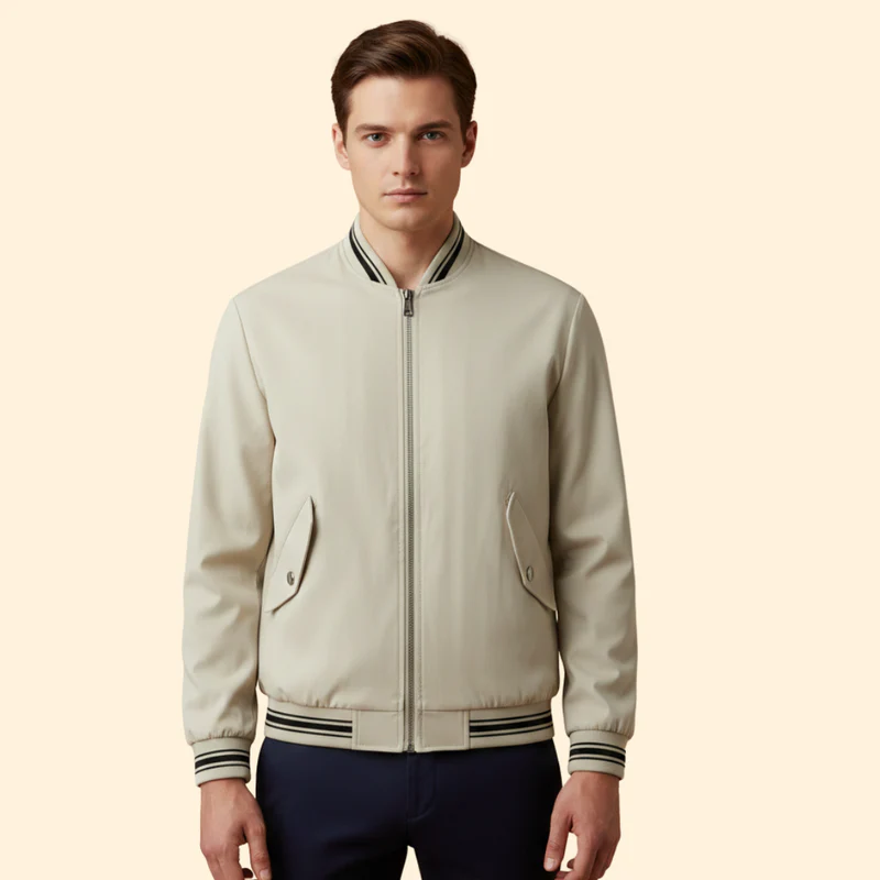 Men’s College-Style Bomber Jacket with Zipper - Image 9