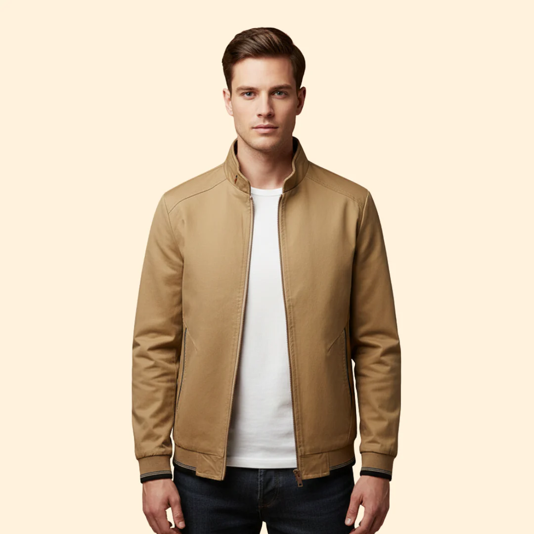 Men’s Cotton Bomber Jacket with Stand-Up Collar - Image 10