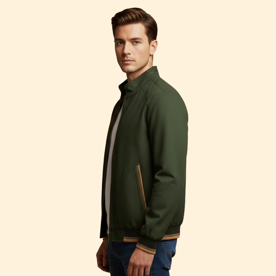 Men’s Cotton Bomber Jacket with Stand-Up Collar - Image 5